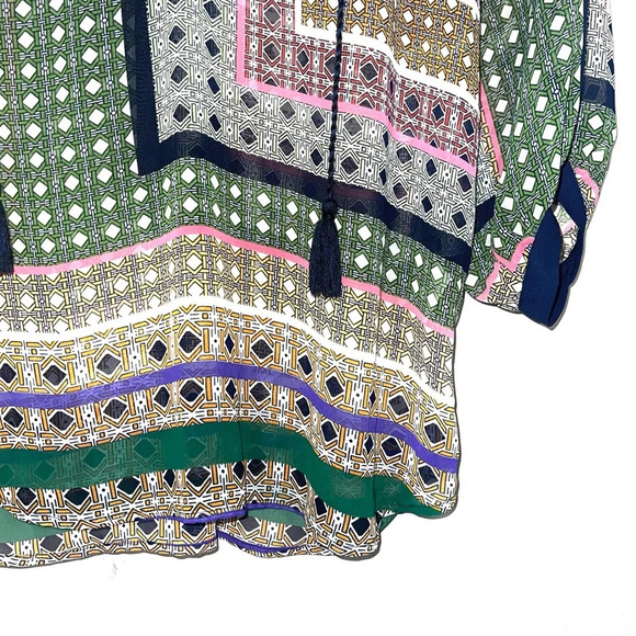 Collective Concepts Multicolor Split Neck Boho Print Blouse Small Women’s - Picture 6 of 12
